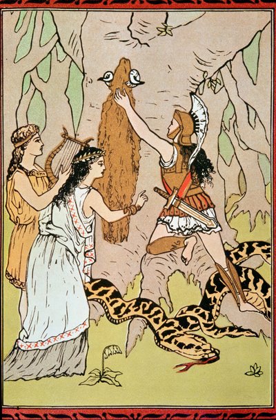 Jason seizing the Golden Fleece, Victorian book illustration by English School